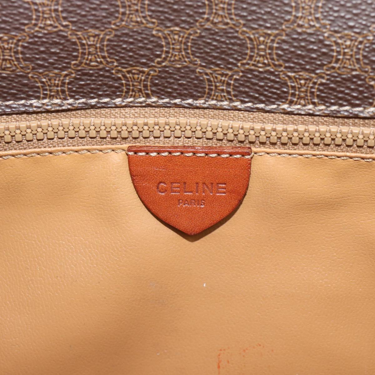 CELINE Macadam Canvas Shoulder Bag PVC Leather Brown Gold Auth 192261