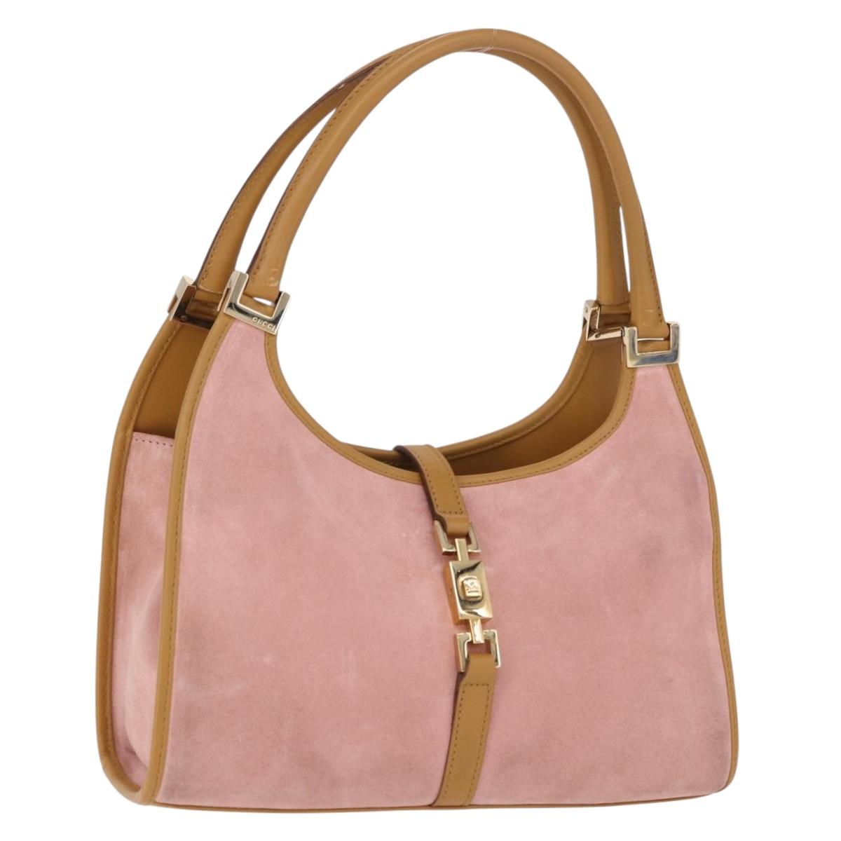 GUCCI Jackie Hand Bag Suede Pink Gold 002 1068 Auth 192263A