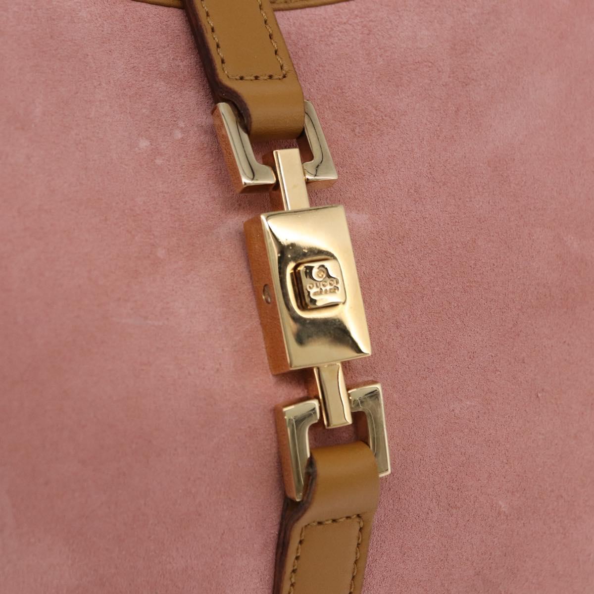 GUCCI Jackie Hand Bag Suede Pink Gold 002 1068 Auth 192263A