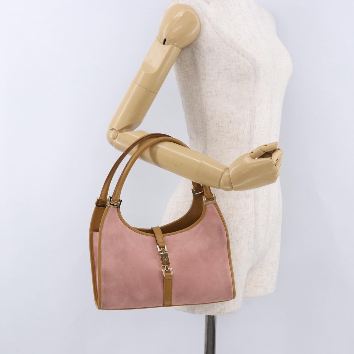 GUCCI Jackie Hand Bag Suede Pink Gold 002 1068 Auth 192263A