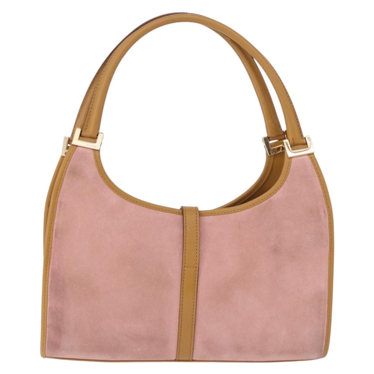GUCCI Jackie Hand Bag Suede Pink Gold 002 1068 Auth 192263A