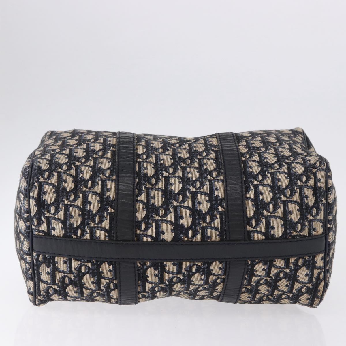 Christian Dior Trotter Canvas Boston Bag Navy Silver Auth 192264