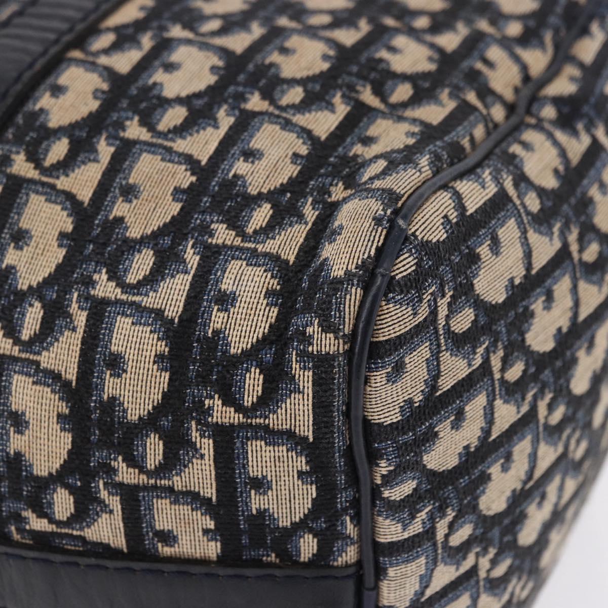 Christian Dior Trotter Canvas Boston Bag Navy Silver Auth 192264
