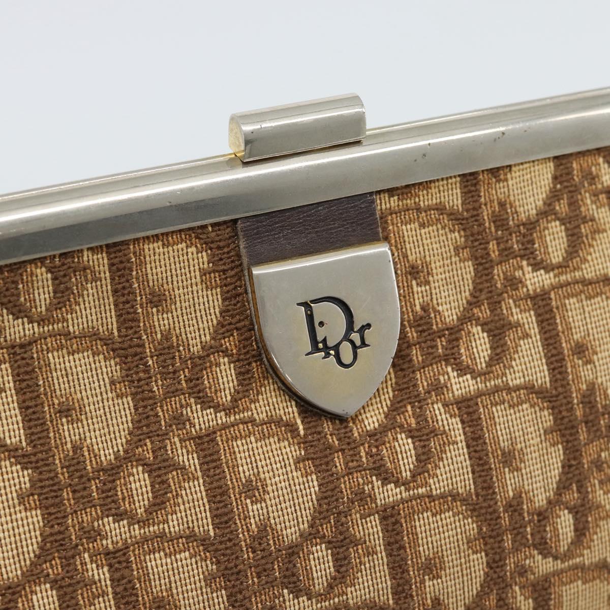 Christian Dior Trotter Canvas Clutch Bag Beige Gold Auth 192265