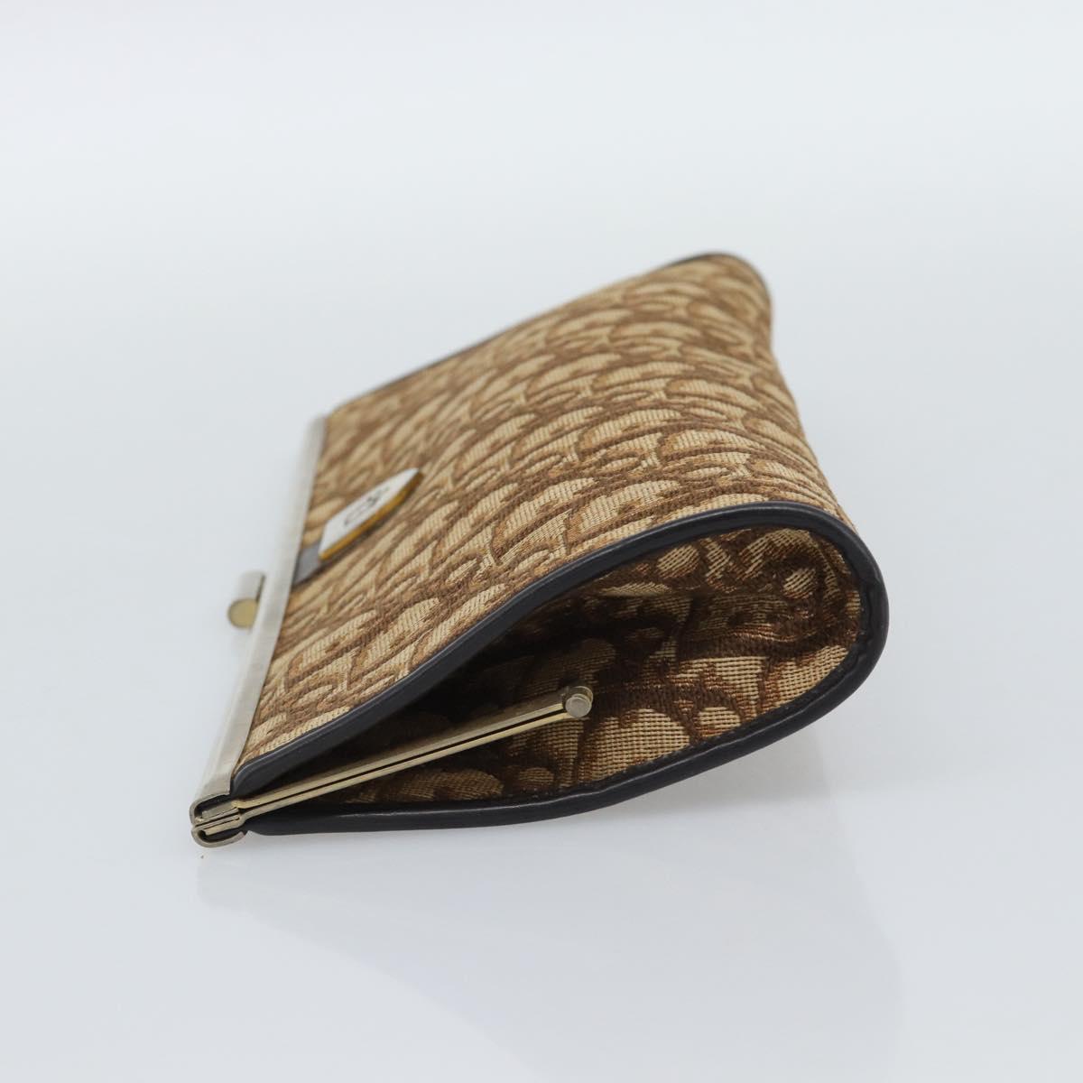Christian Dior Trotter Canvas Clutch Bag Beige Gold Auth 192265