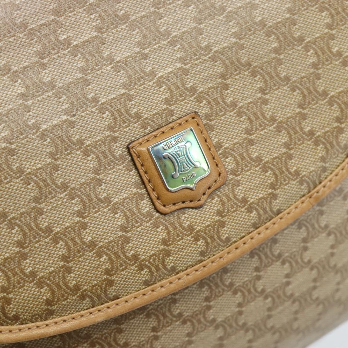 CELINE Macadam Canvas Shoulder Bag PVC Beige Gold Auth 192266