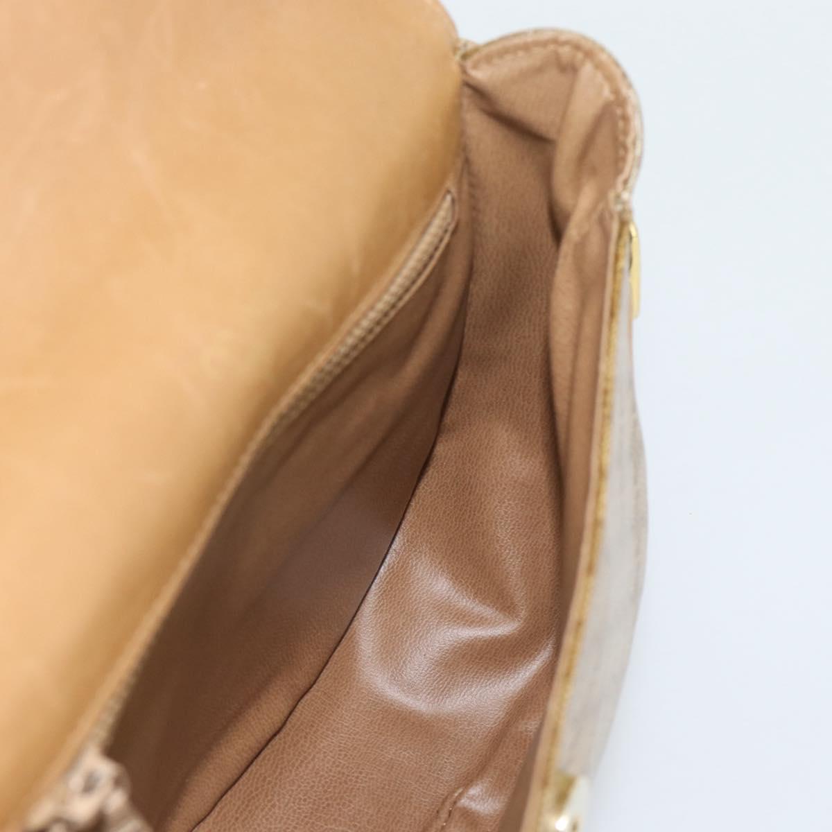 CELINE Macadam Canvas Shoulder Bag PVC Beige Gold Auth 192266
