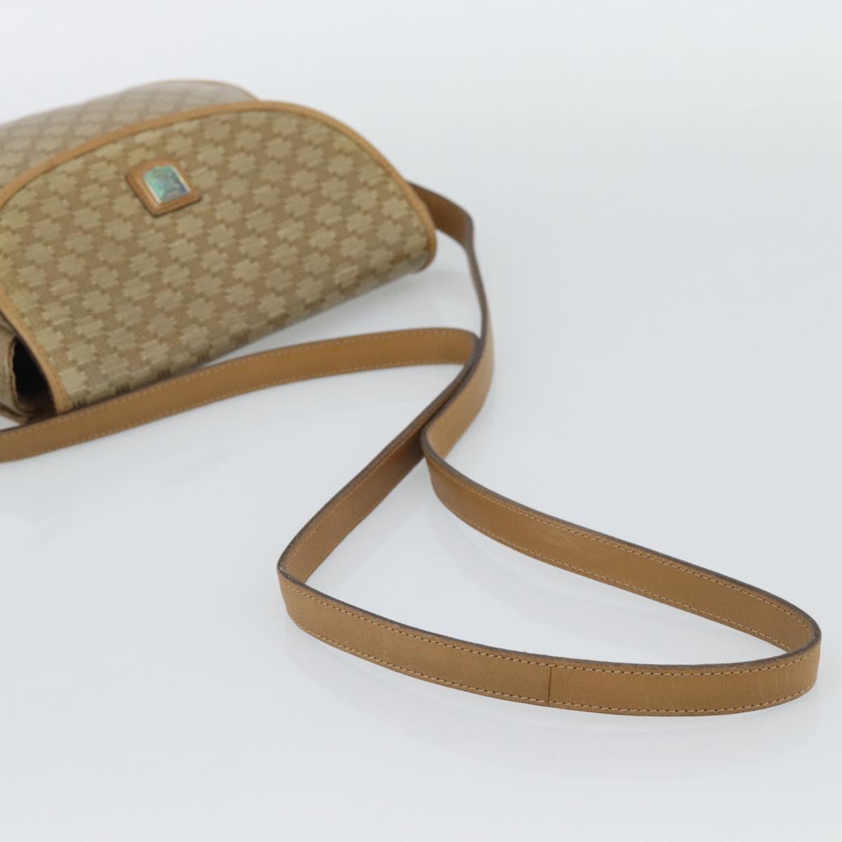 CELINE Macadam Canvas Shoulder Bag PVC Beige Gold Auth 192266