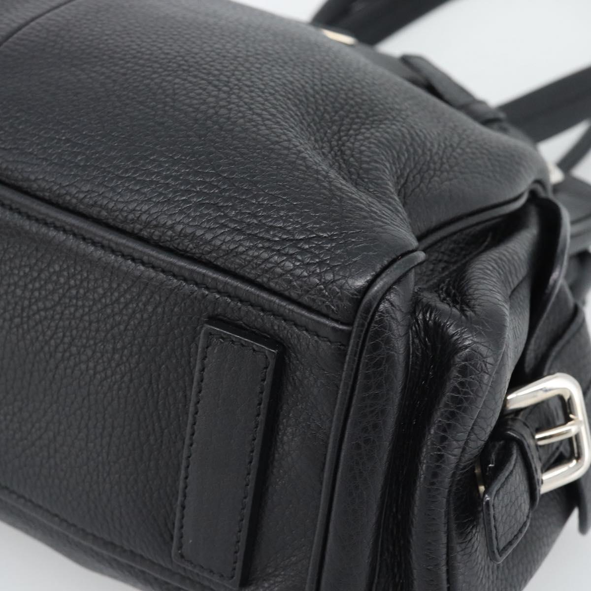 PRADA Tote Bag Vittero Dino Leather Black Silver Auth 192267SAM