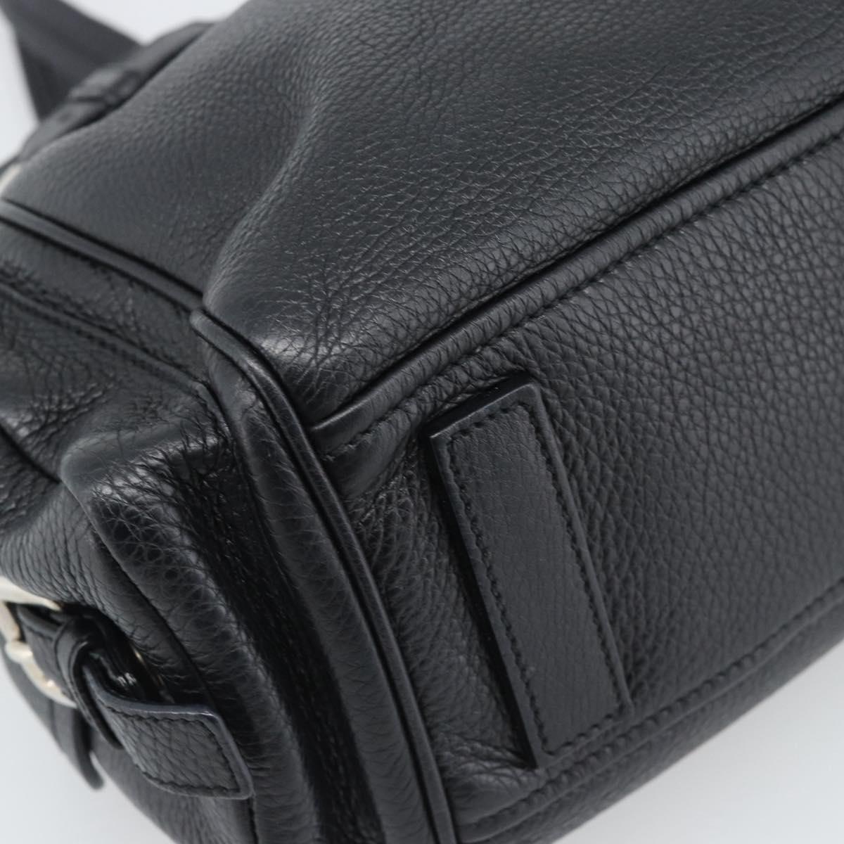 PRADA Tote Bag Vittero Dino Leather Black Silver Auth 192267SAM