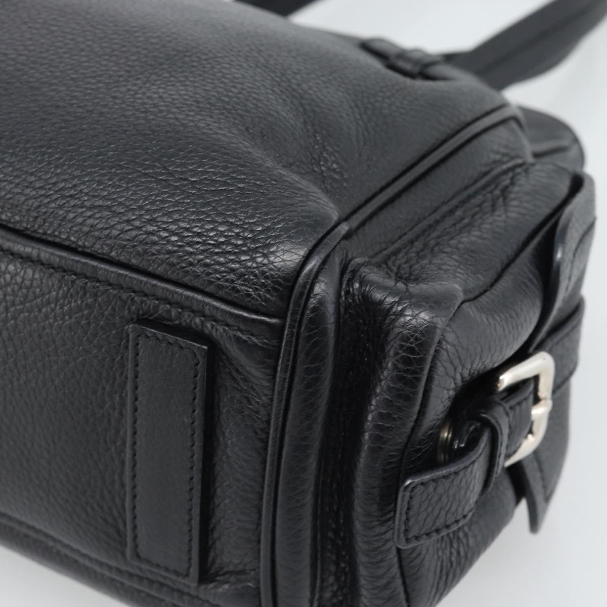 PRADA Tote Bag Vittero Dino Leather Black Silver Auth 192267SAM