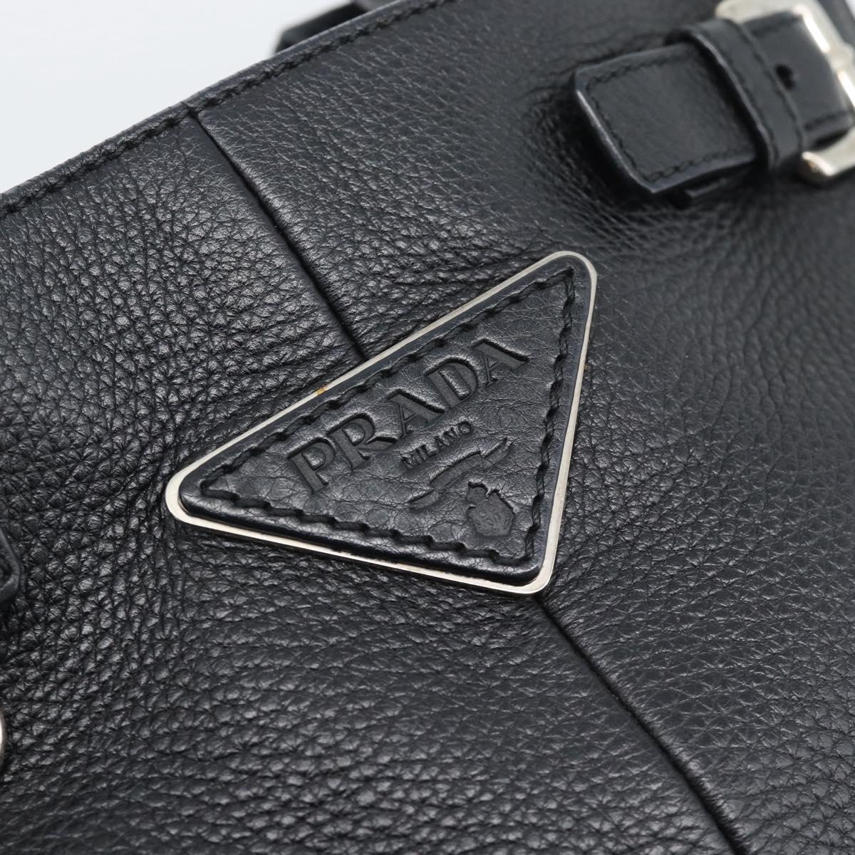 PRADA Tote Bag Vittero Dino Leather Black Silver Auth 192267SAM
