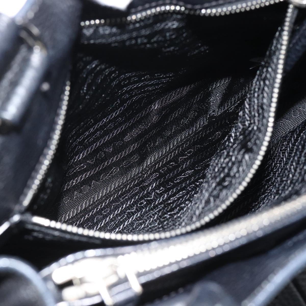 PRADA Tote Bag Vittero Dino Leather Black Silver Auth 192267SAM