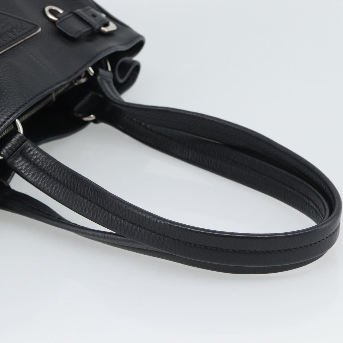 PRADA Tote Bag Vittero Dino Leather Black Silver Auth 192267SAM