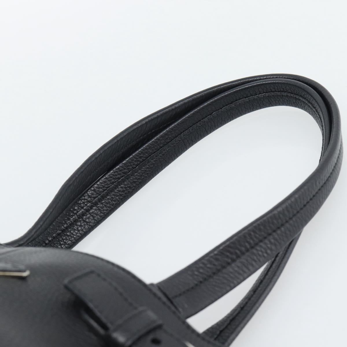PRADA Tote Bag Vittero Dino Leather Black Silver Auth 192267SAM