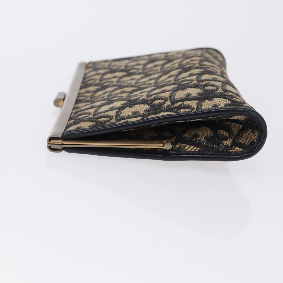 Christian Dior Trotter Canvas Clutch Bag Navy Gold Auth 192268