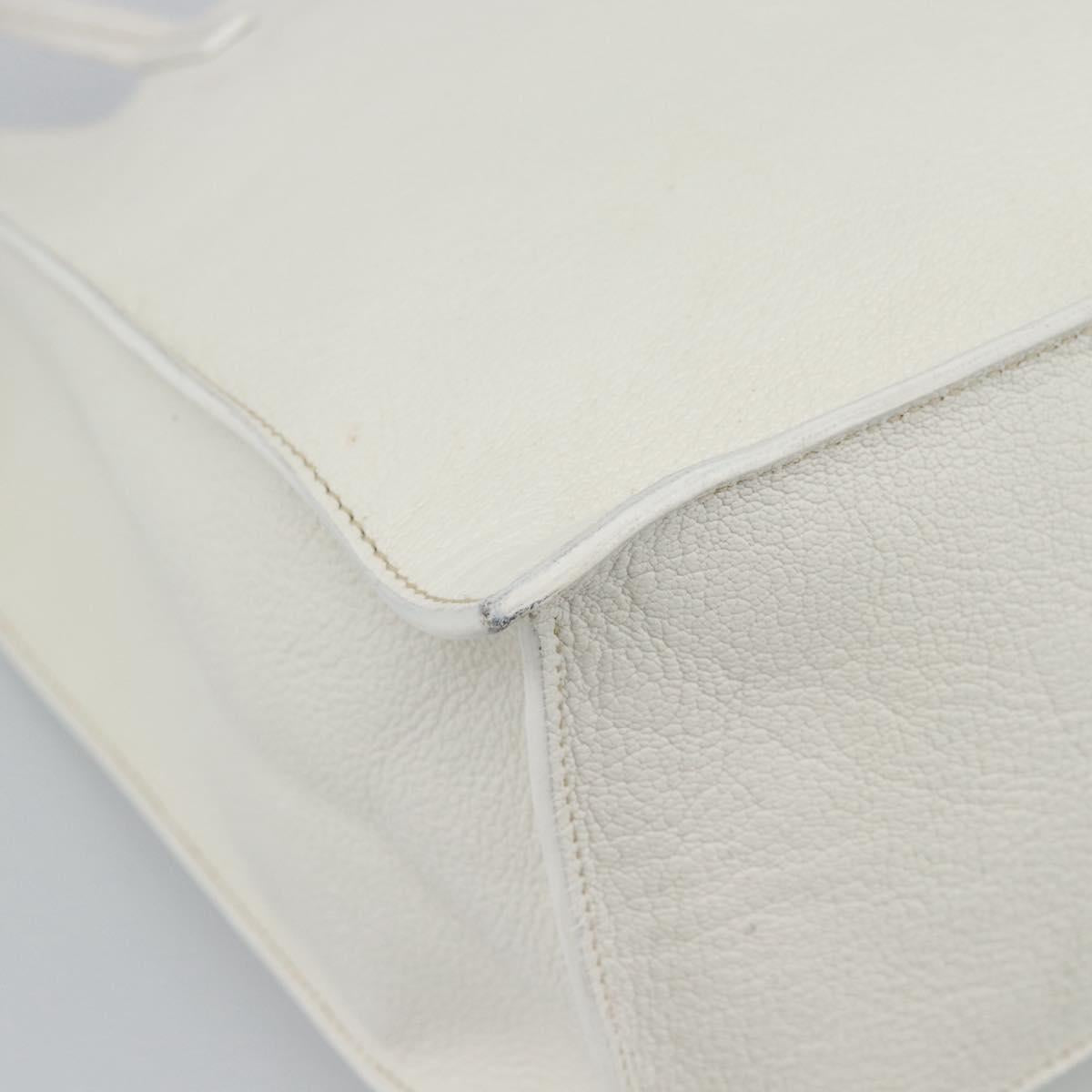 Miu Miu Tote Bag Leather White Silver Auth 192270A