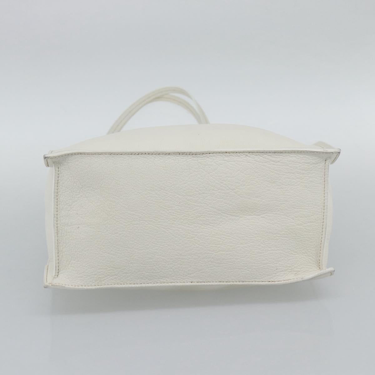 Miu Miu Tote Bag Leather White Silver Auth 192270A