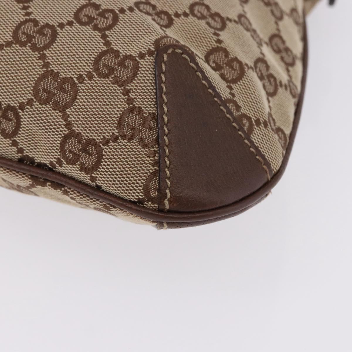 GUCCI GG Canvas Horsebit Shoulder Bag Beige Gold 145826 Auth 192271V