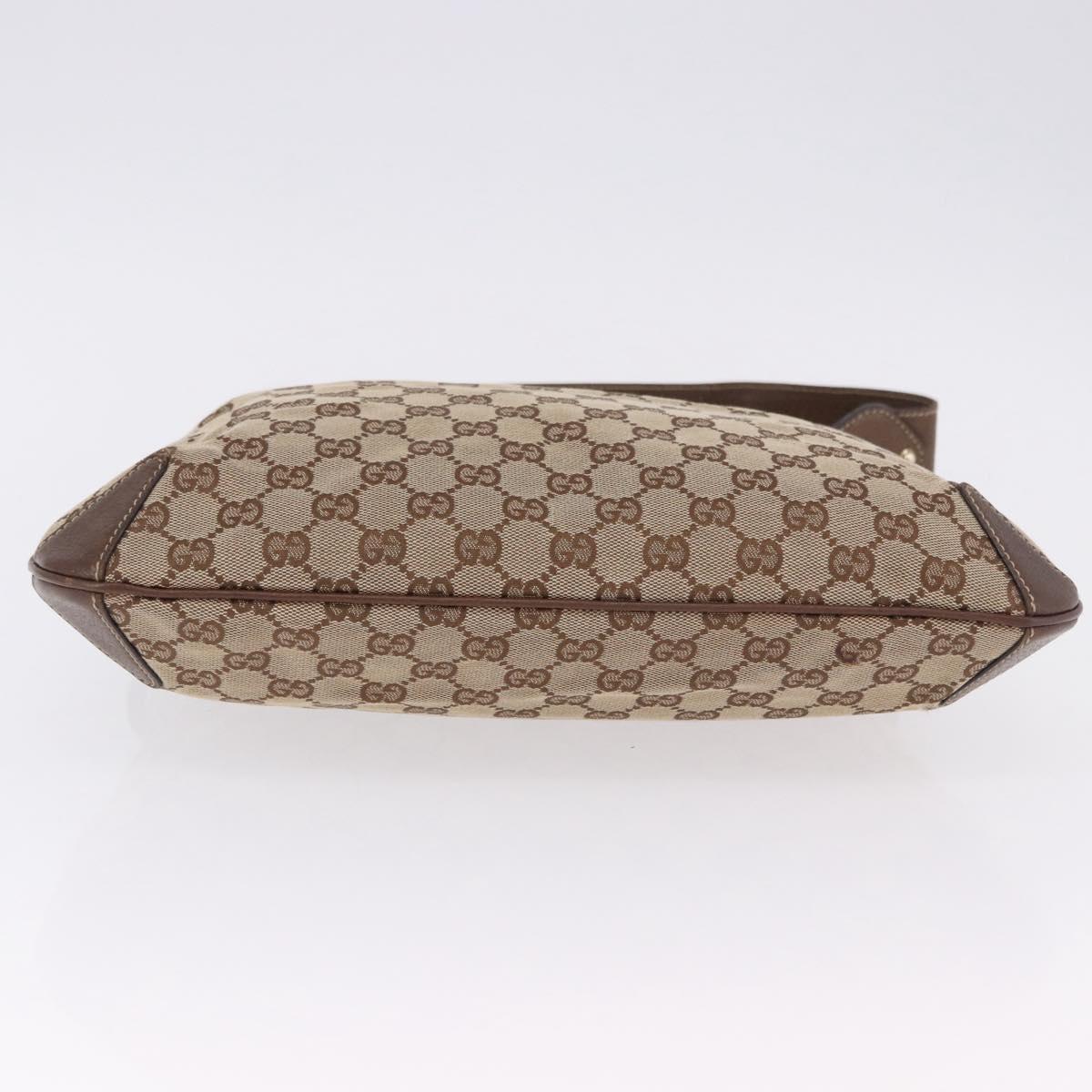 GUCCI GG Canvas Horsebit Shoulder Bag Beige Gold 145826 Auth 192271V