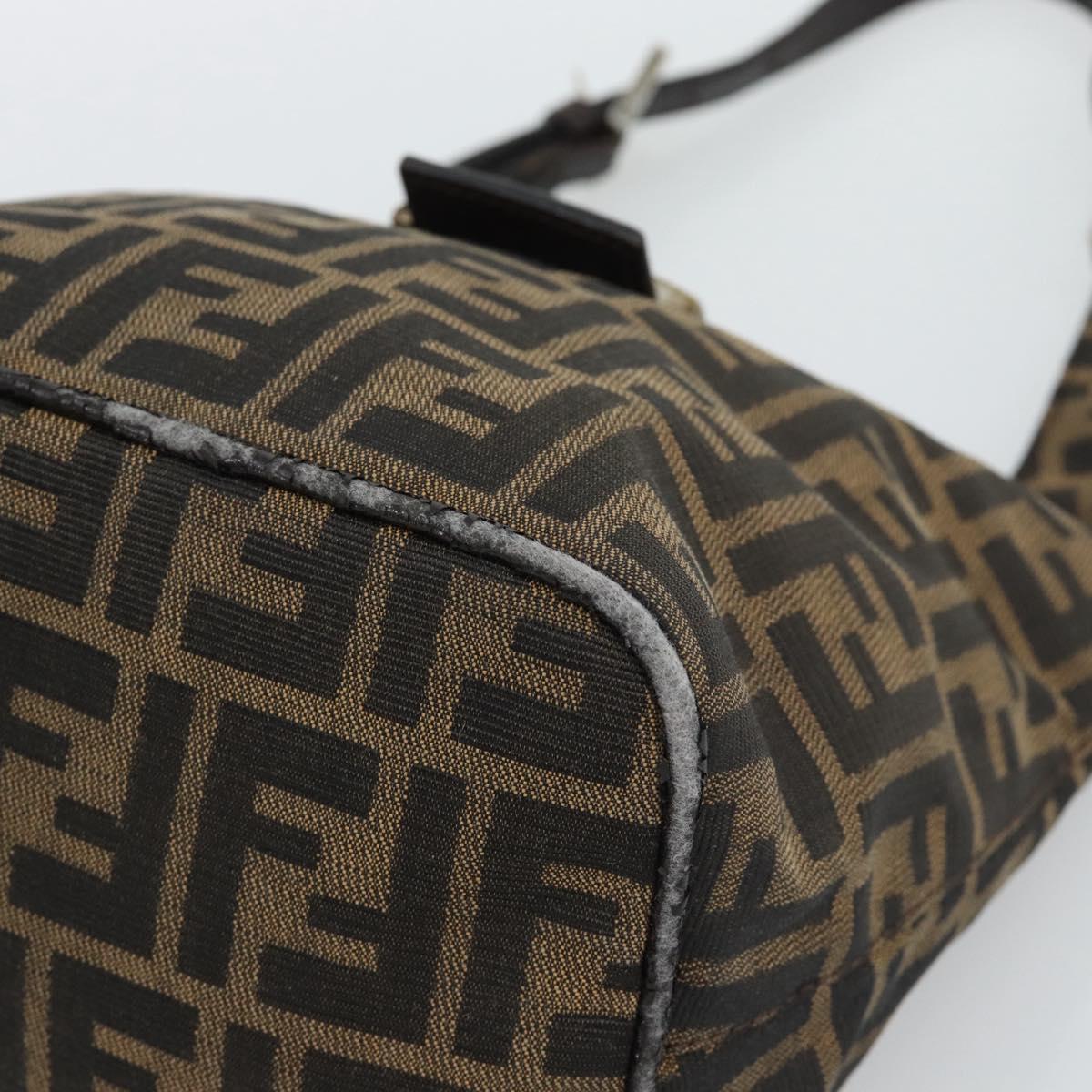 FENDI Zucca Canvas Mamma Baguette Shoulder Bag Brown Gold Auth 192273