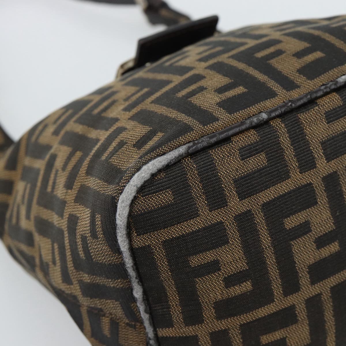 FENDI Zucca Canvas Mamma Baguette Shoulder Bag Brown Gold Auth 192273