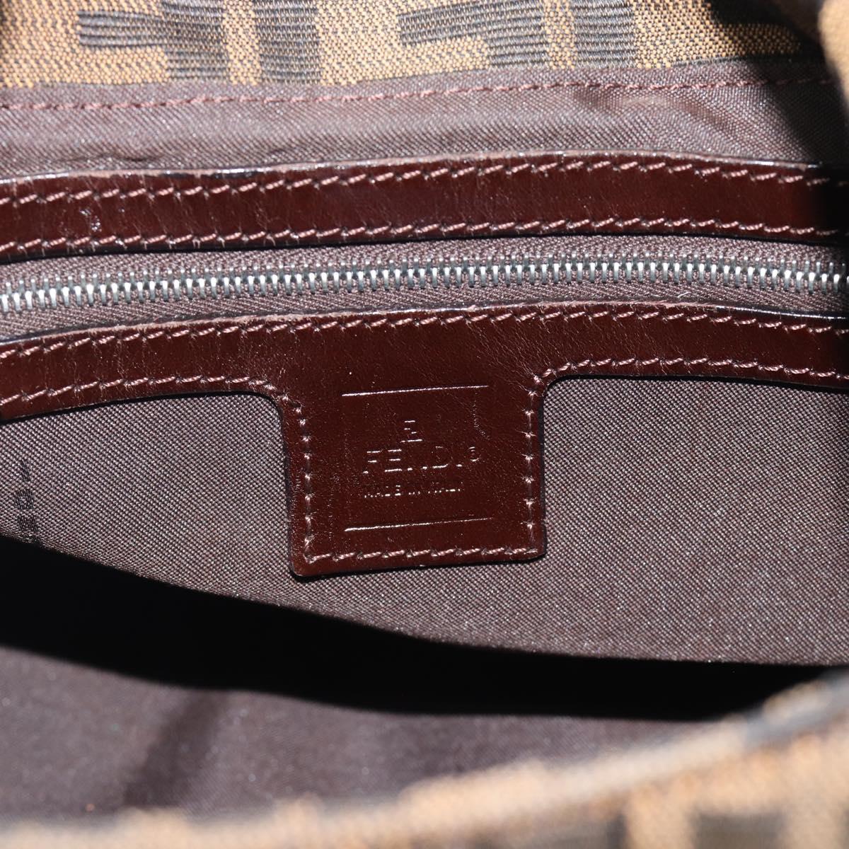 FENDI Zucca Canvas Mamma Baguette Shoulder Bag Brown Gold Auth 192273