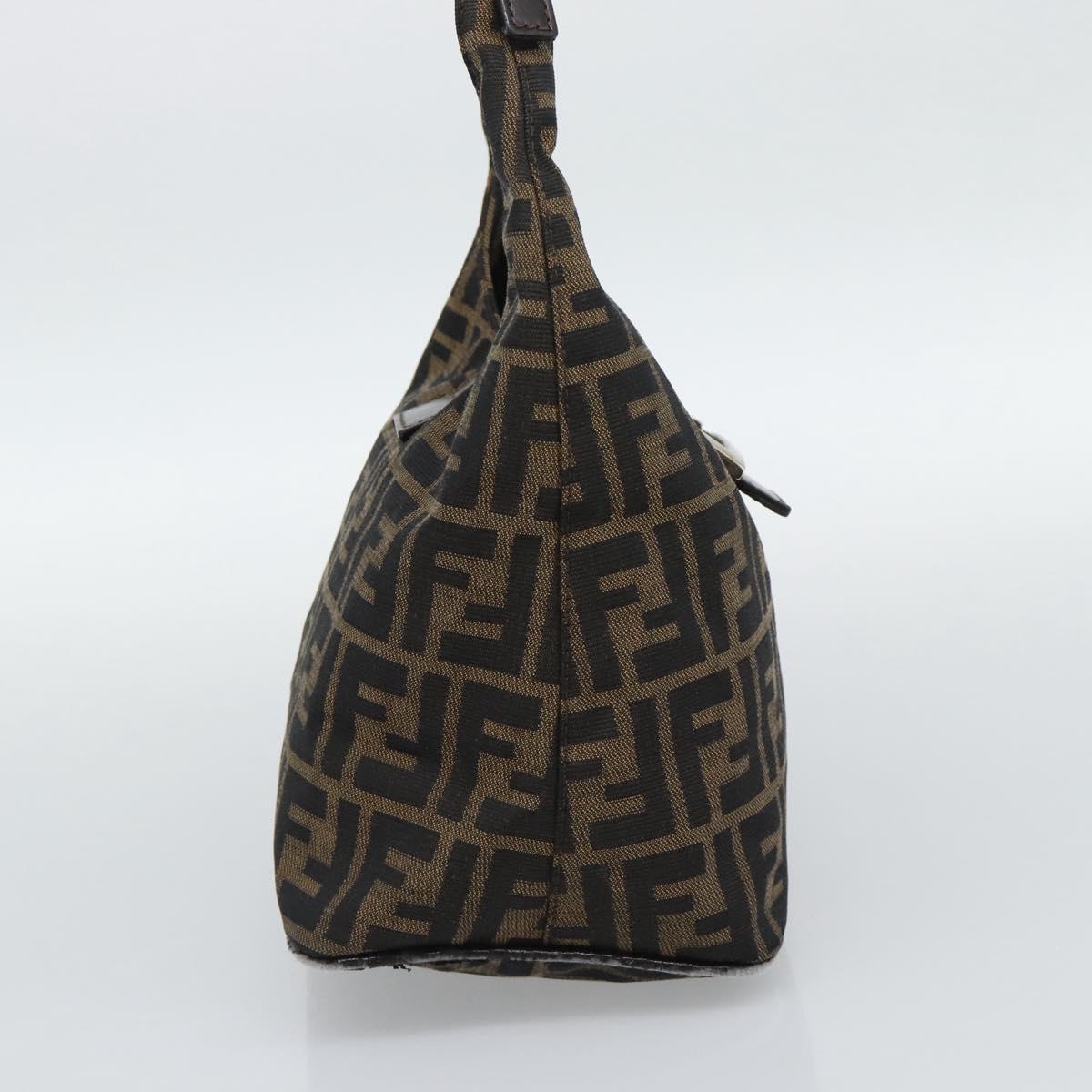 FENDI Zucca Canvas Mamma Baguette Shoulder Bag Brown Gold Auth 192273