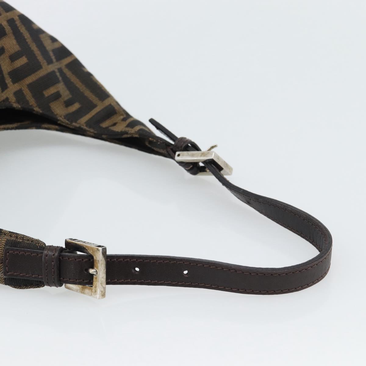 FENDI Zucca Canvas Mamma Baguette Shoulder Bag Brown Gold Auth 192273
