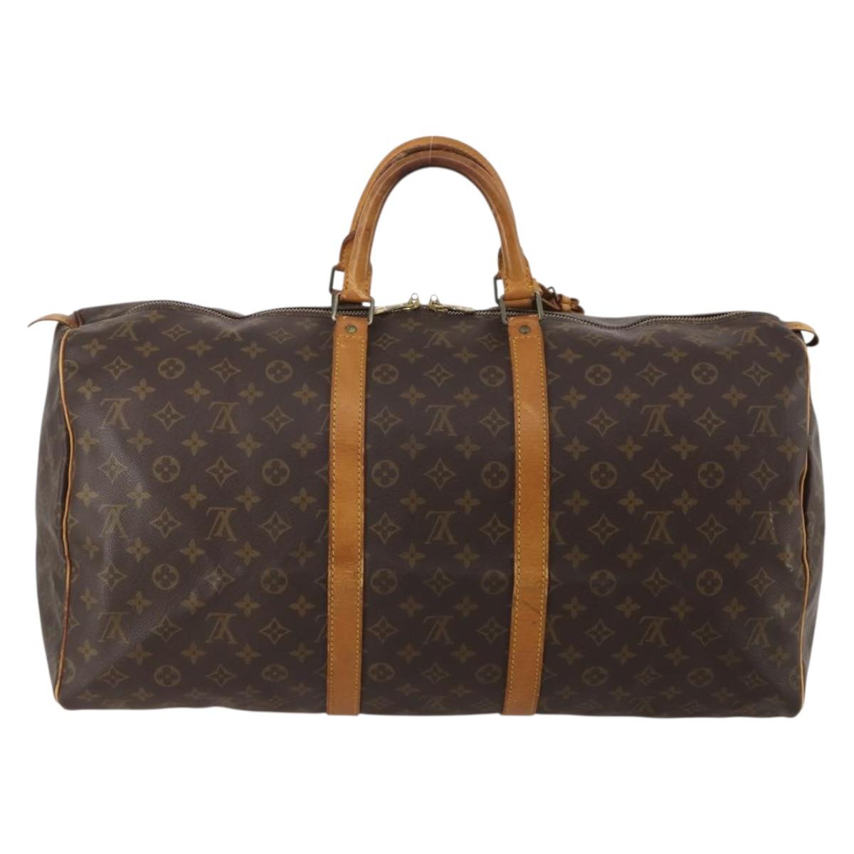 LOUIS VUITTON Monogram Keepall 55 Boston Bag M41424 LV Auth 192275