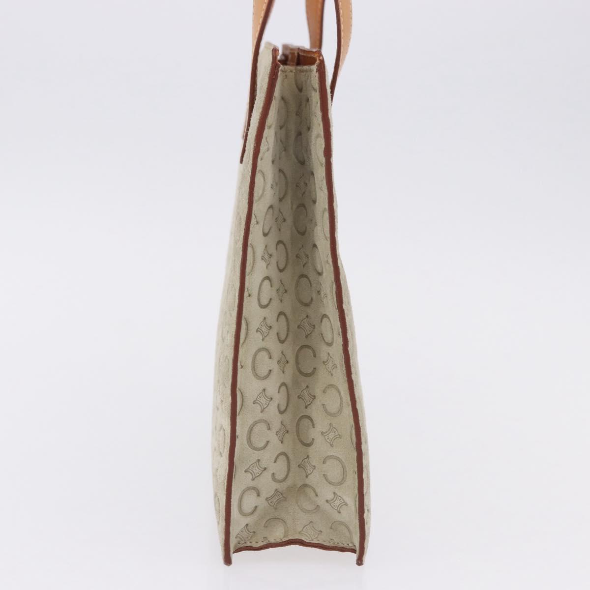 CELINE C Macadam Canvas Hand Bag Suede Gray Silver Auth 192286A