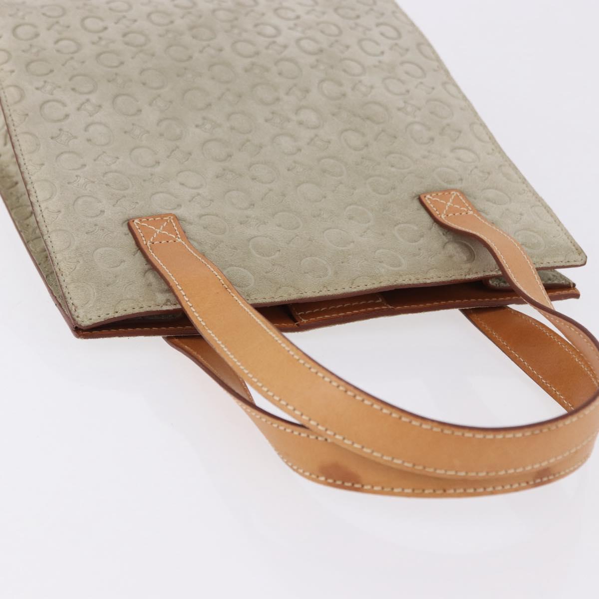 CELINE C Macadam Canvas Hand Bag Suede Gray Silver Auth 192286A