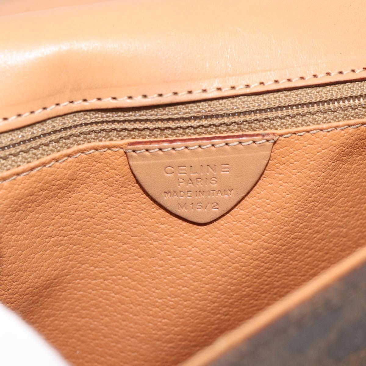 CELINE Macadam Canvas Shoulder Bag PVC Leather Brown Gold Auth 192288