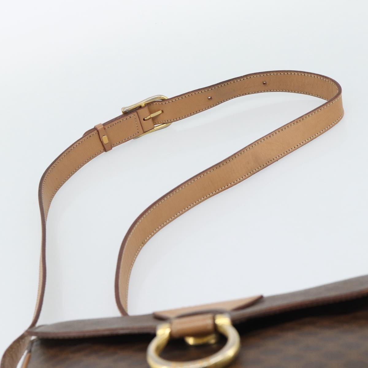 CELINE Macadam Canvas Shoulder Bag PVC Leather Brown Gold Auth 192288