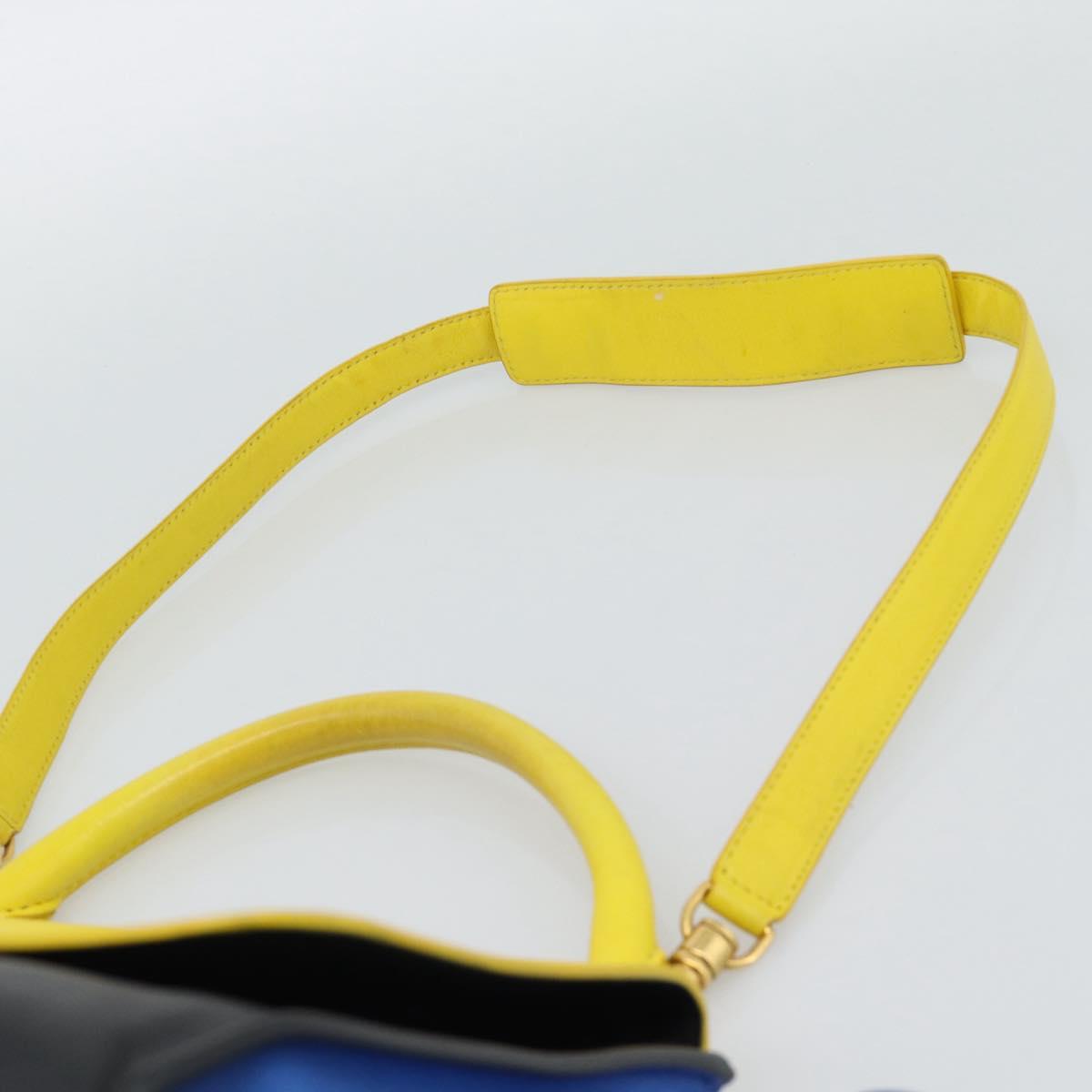 CELINE Trapeze Hand Bag Leather 2way Yellow Gold Auth 192289A