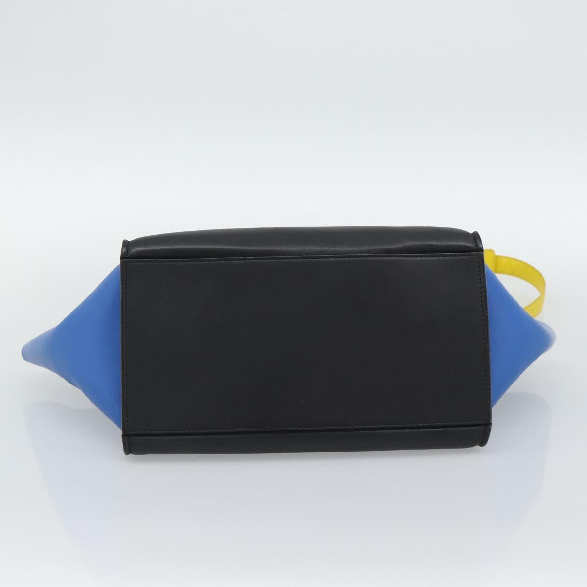 CELINE Trapeze Hand Bag Leather 2way Yellow Gold Auth 192289A