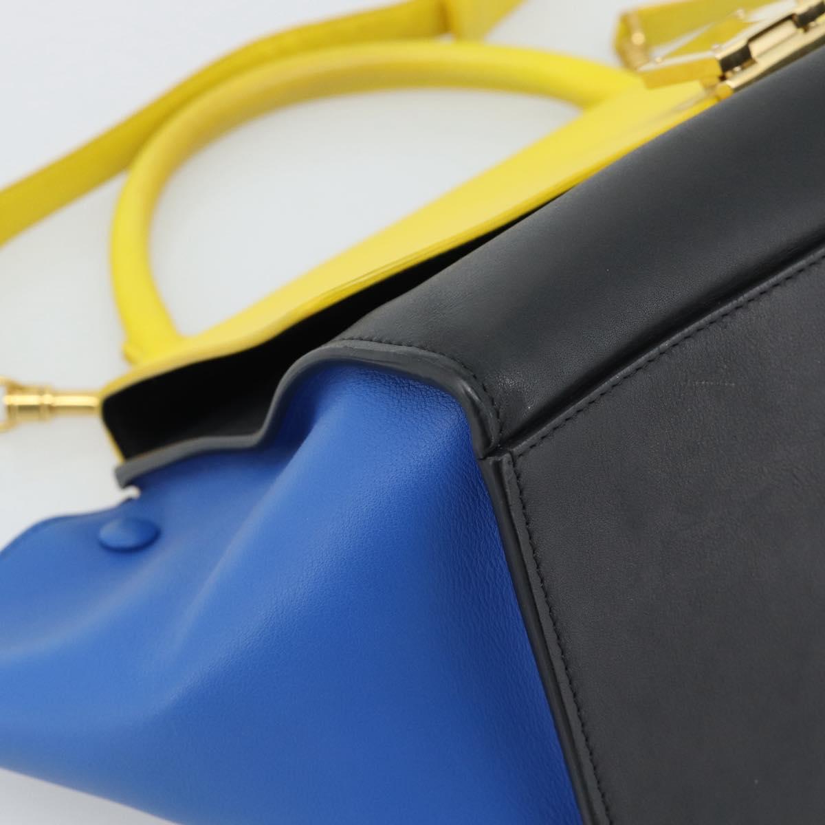 CELINE Trapeze Hand Bag Leather 2way Yellow Gold Auth 192289A