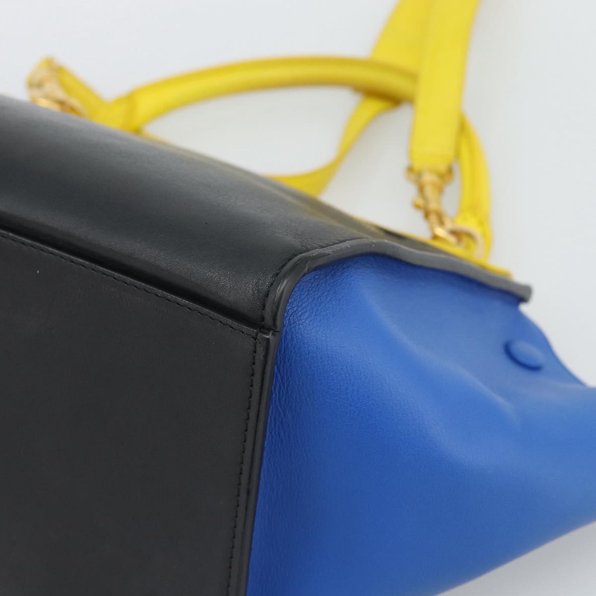 CELINE Trapeze Hand Bag Leather 2way Yellow Gold Auth 192289A
