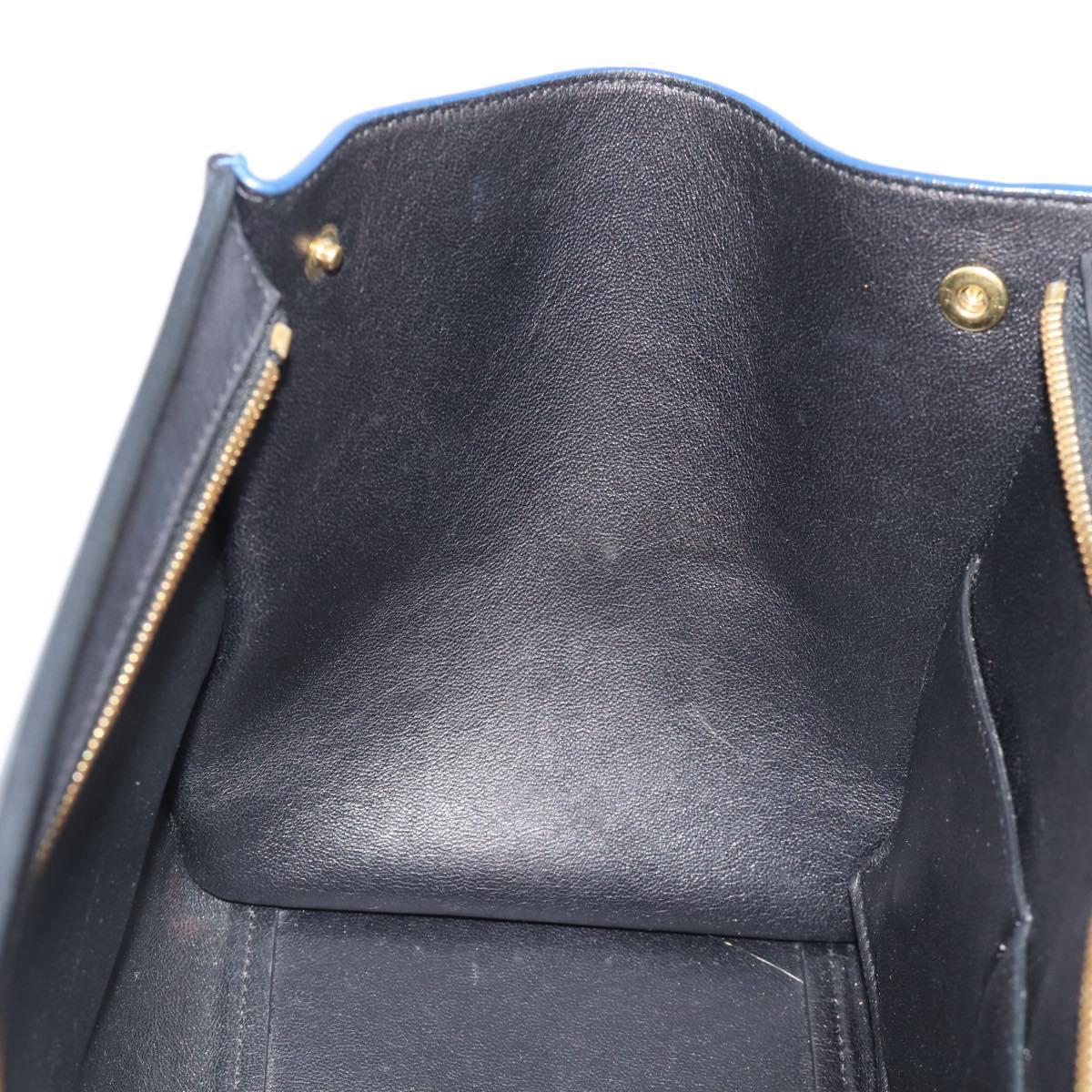 CELINE Trapeze Hand Bag Leather 2way Yellow Gold Auth 192289A