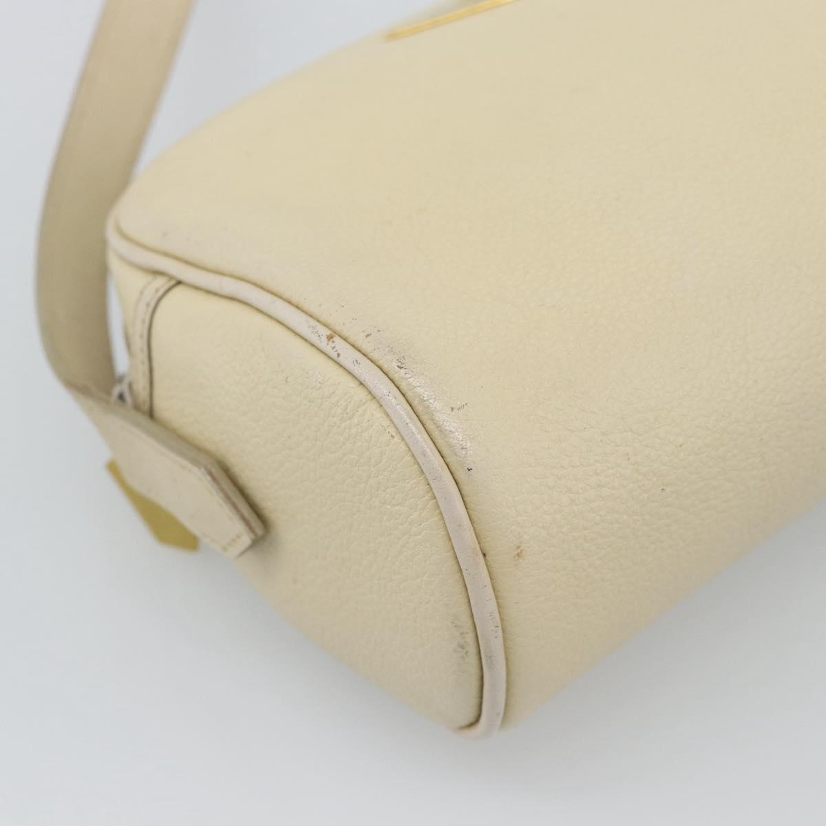 SAINT LAURENT Shoulder Bag Leather Ivory Gold Auth 192290