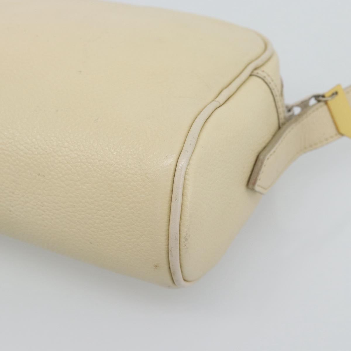 SAINT LAURENT Shoulder Bag Leather Ivory Gold Auth 192290