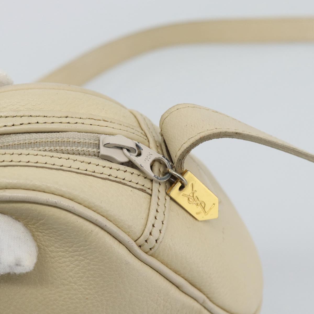 SAINT LAURENT Shoulder Bag Leather Ivory Gold Auth 192290