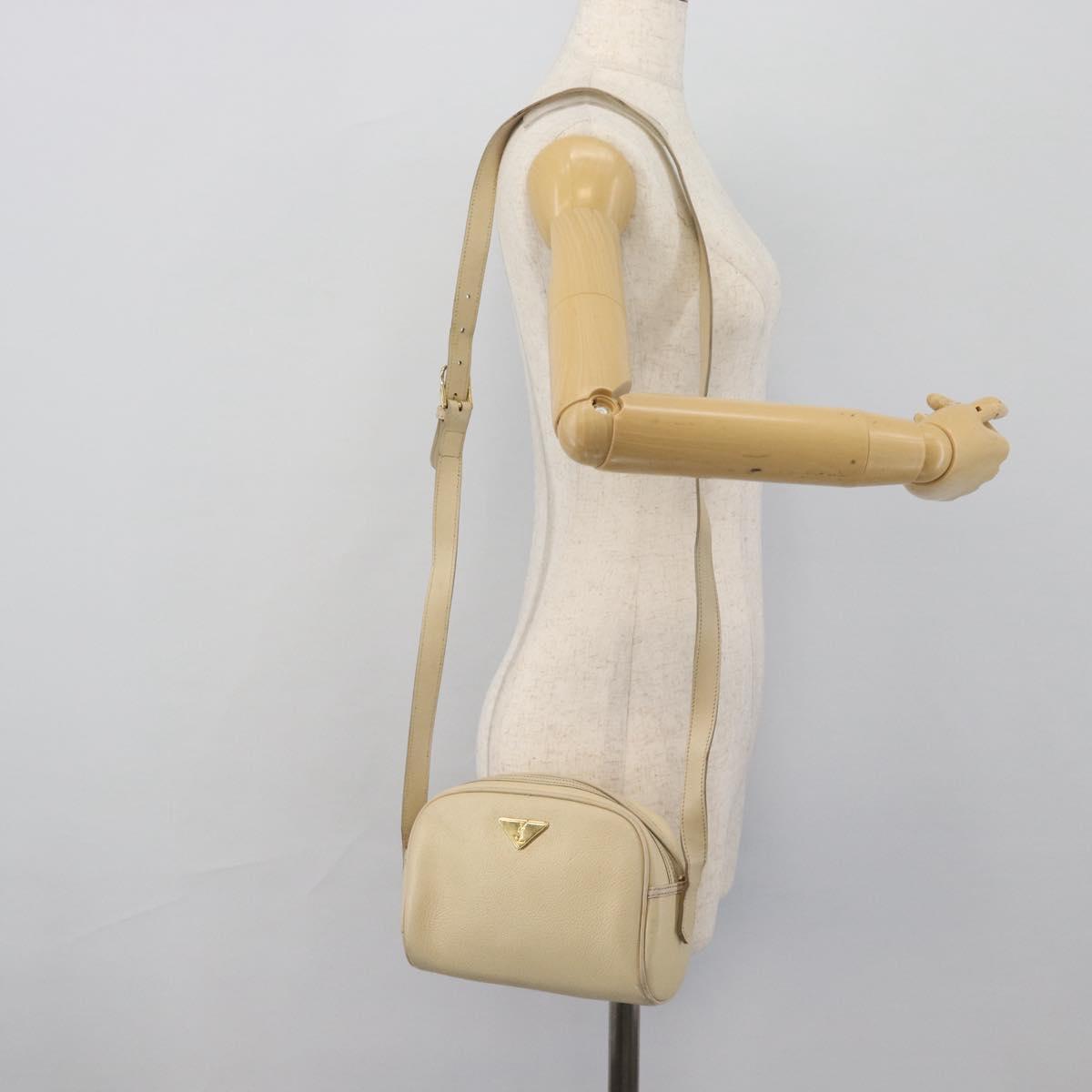 SAINT LAURENT Shoulder Bag Leather Ivory Gold Auth 192290