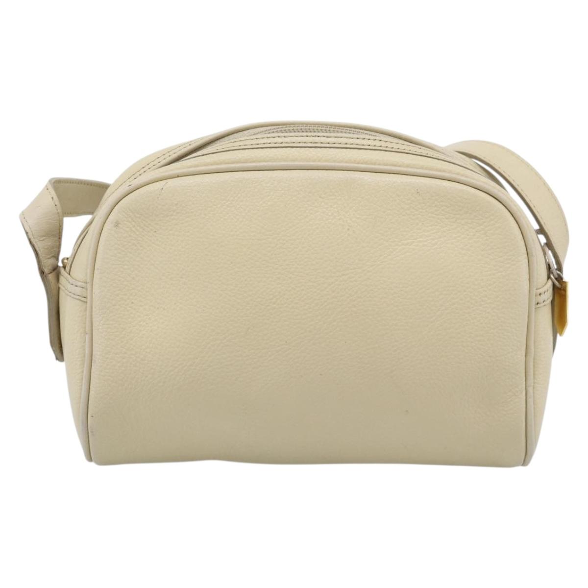 SAINT LAURENT Shoulder Bag Leather Ivory Gold Auth 192290