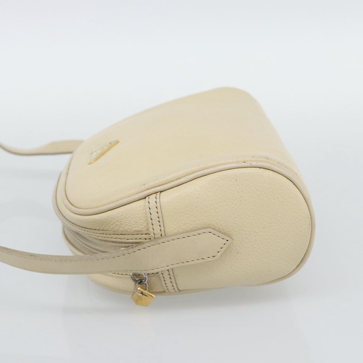 SAINT LAURENT Shoulder Bag Leather Ivory Gold Auth 192290
