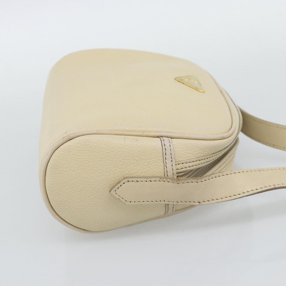 SAINT LAURENT Shoulder Bag Leather Ivory Gold Auth 192290