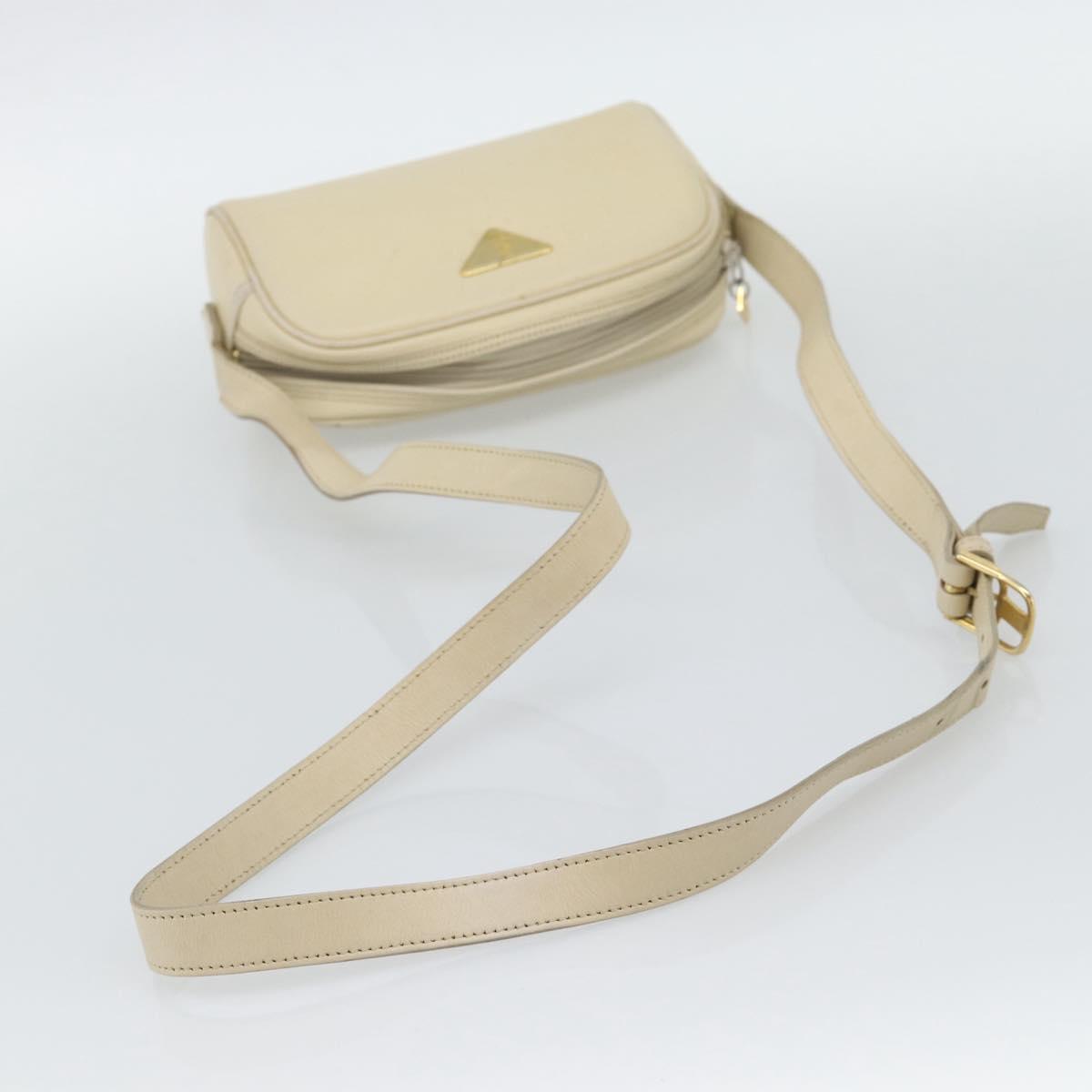 SAINT LAURENT Shoulder Bag Leather Ivory Gold Auth 192290