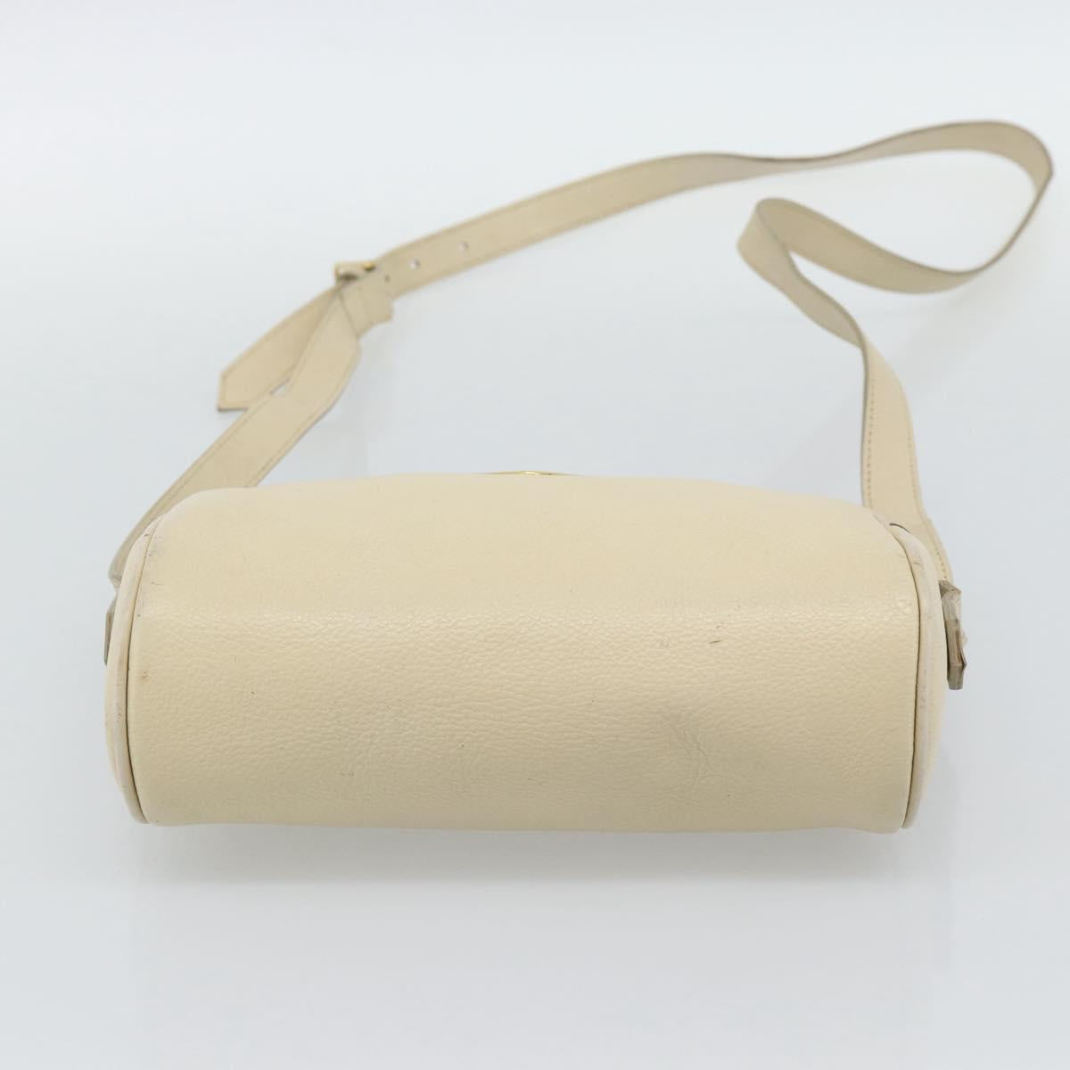 SAINT LAURENT Shoulder Bag Leather Ivory Gold Auth 192290