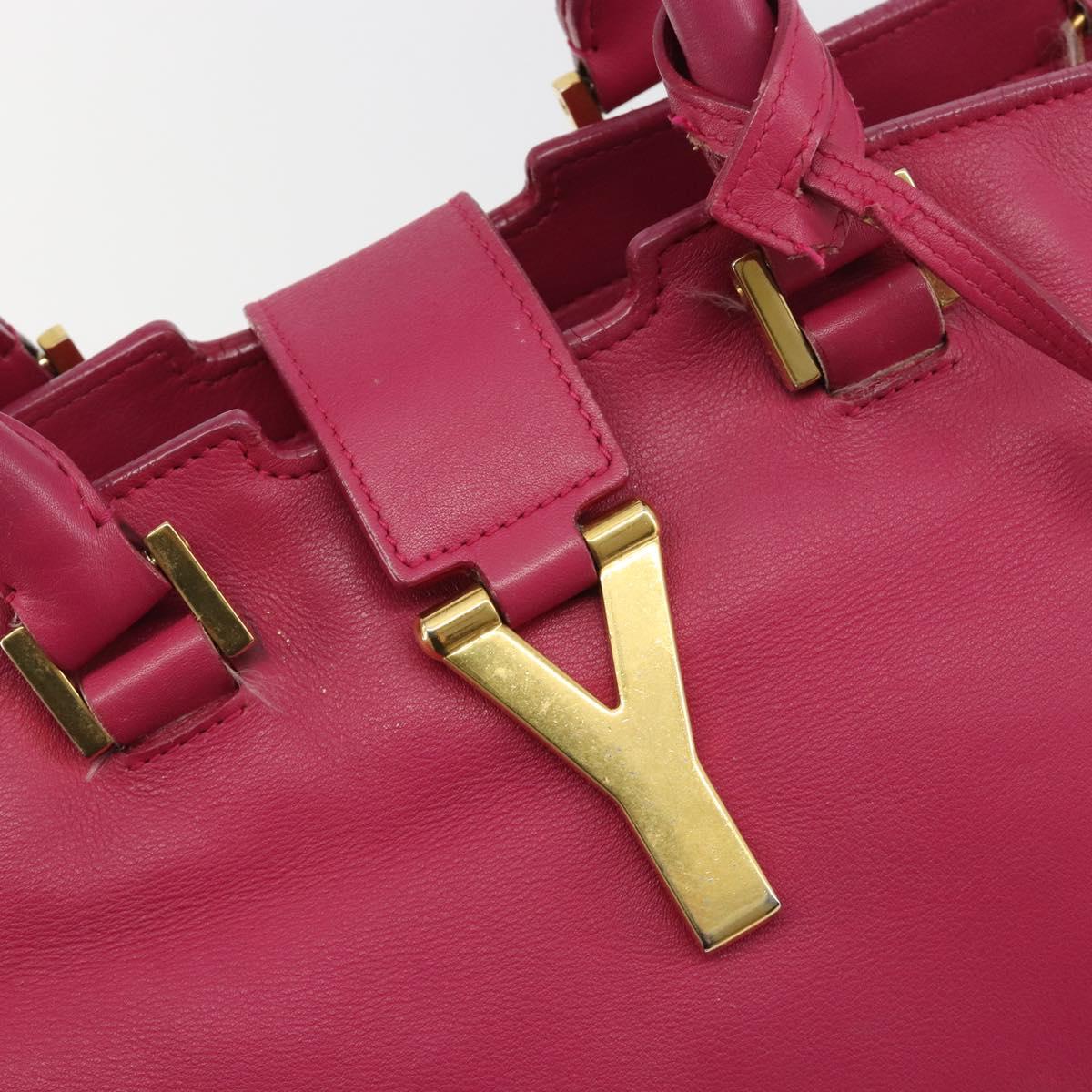 SAINT LAURENT Y Line Hand Bag Leather Pink Gold 311210 Auth 192291