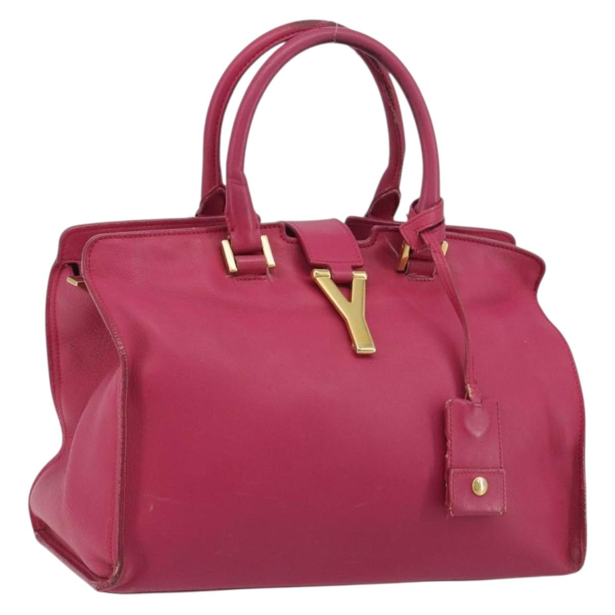 SAINT LAURENT Y Line Hand Bag Leather Pink Gold 311210 Auth 192291
